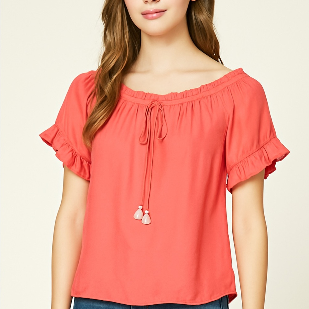 Coral Ruffle Sleeve Top Hale Bob Los Angeles  Size XS